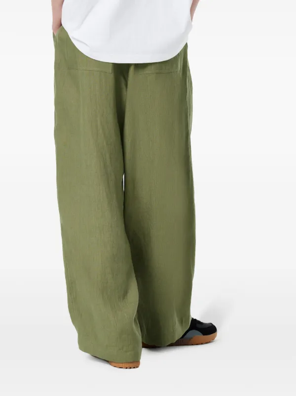 STUDIO TOMBOY string-band wide-leg Linen Trousers | Green  