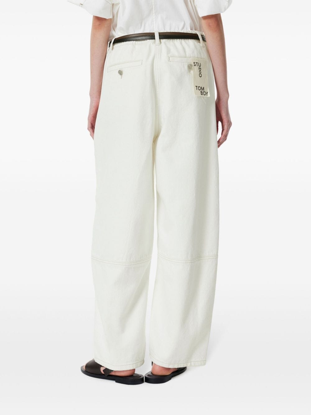 Shop Studio Tomboy Elasticated Denim Trousers In White