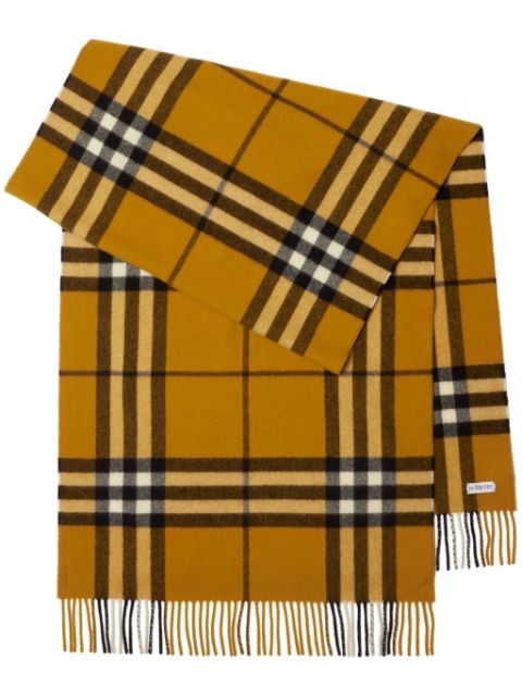 Burberry checked cashmere fringe scarf Men