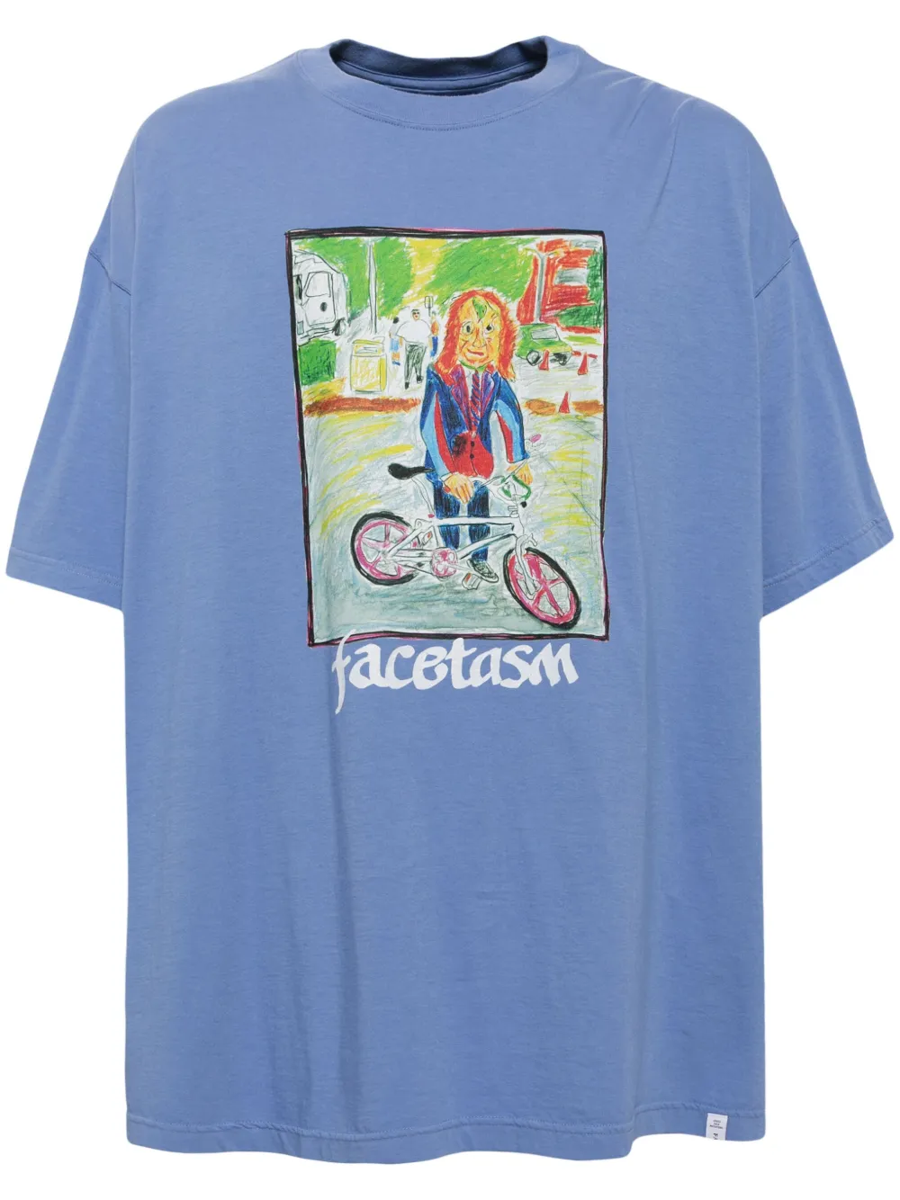 Facetasm Masked cyclist T-shirt | Blue | Image 1