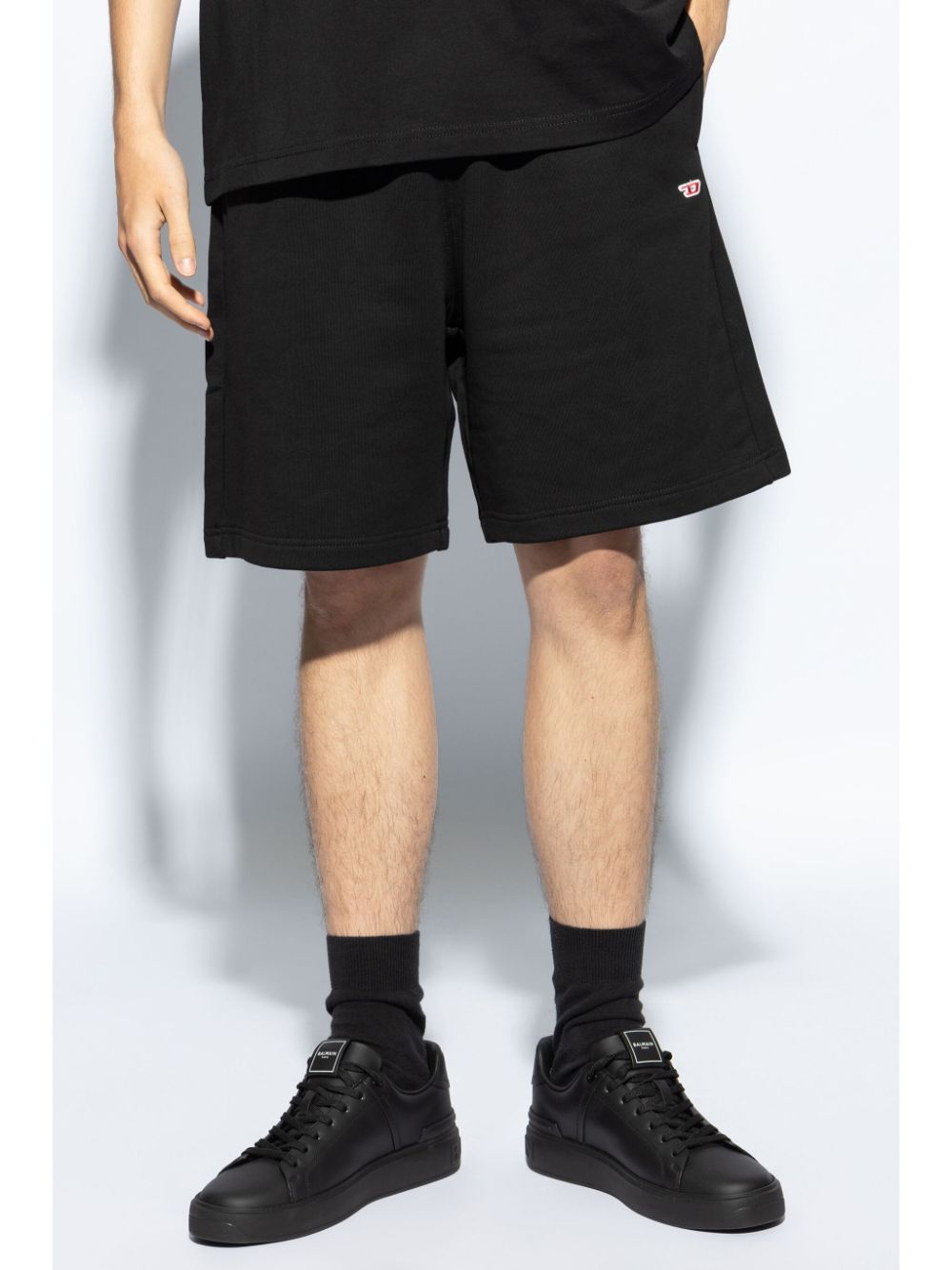 Shop Diesel P-bisc-d Cotton Shorts In Black