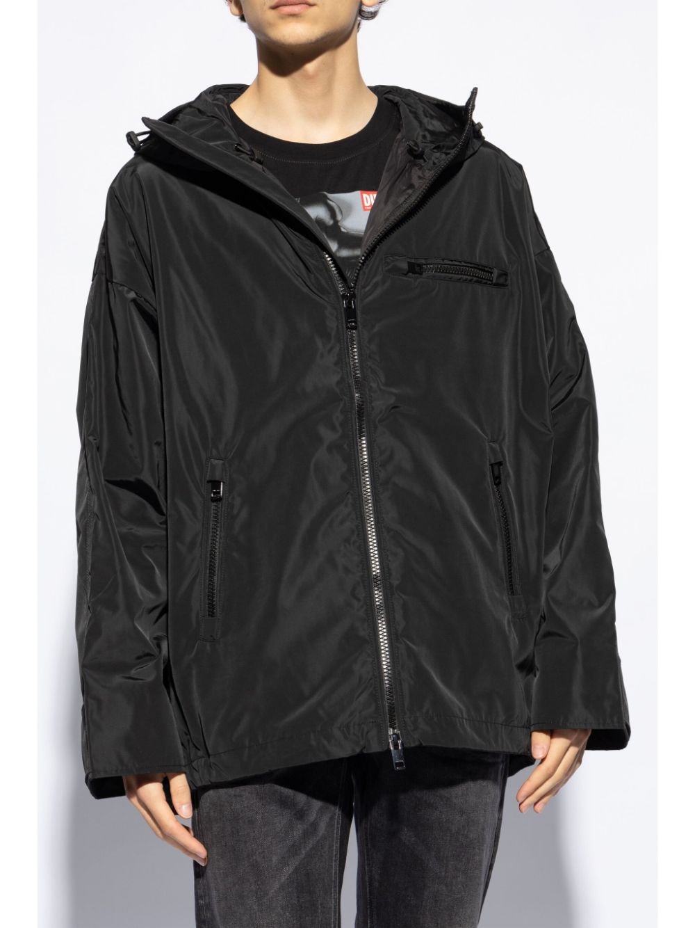 Diesel logo-embossed zip-up hooded jacket Men