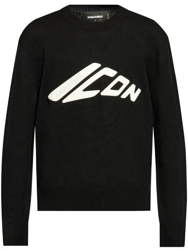 DSQUARED2 Icon logo print Virgin Wool Jumper Black FARFETCH AO