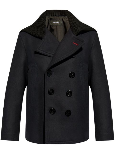 DSQUARED2 knit-panel double-breasted jacket