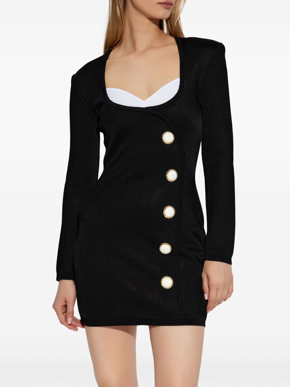 Balmain button-embellishment knitted mini dress Women