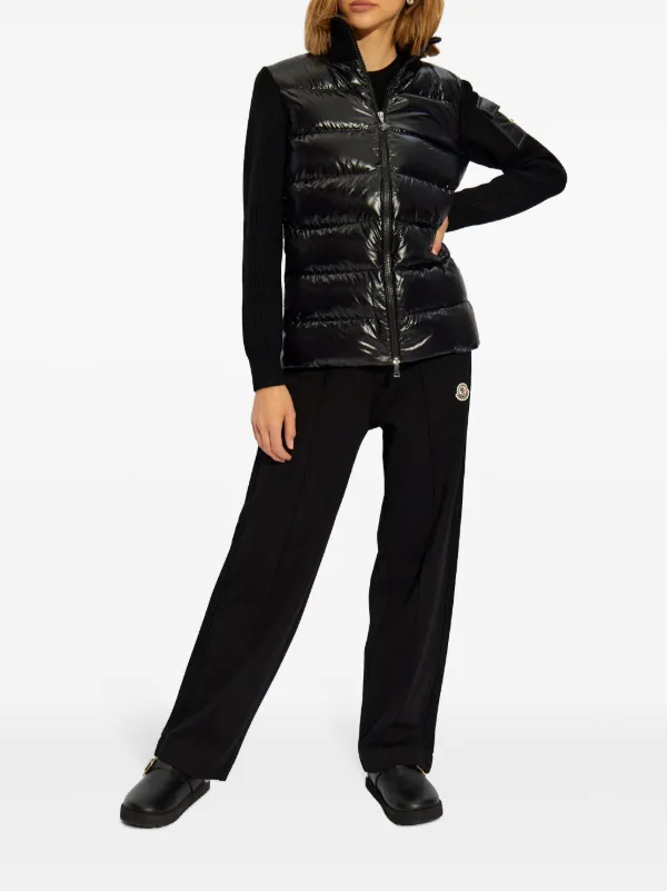 Moncler logo-patch Virgin Wool Track Pants | Black | FARFETCH UK