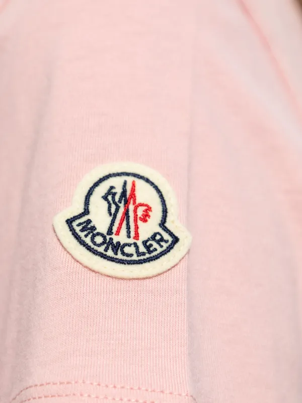 Tシャツ・カットソー MONCLER Logo patch t-shirt Pink Moncler logo-patch Cotton T-shirt | Pink | FARFETCH RO