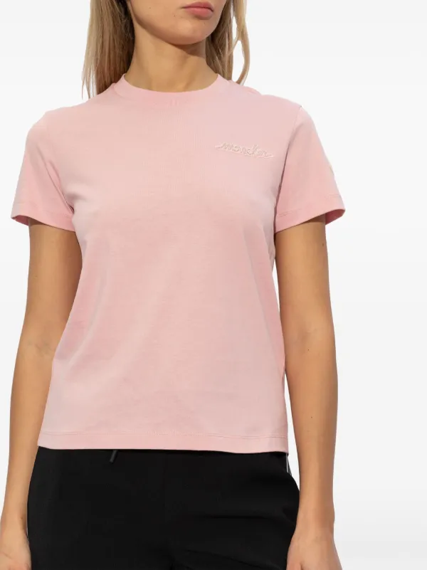 Tシャツ・カットソー MONCLER Logo patch t-shirt Pink Moncler logo-patch Cotton T-shirt | Pink | FARFETCH RO