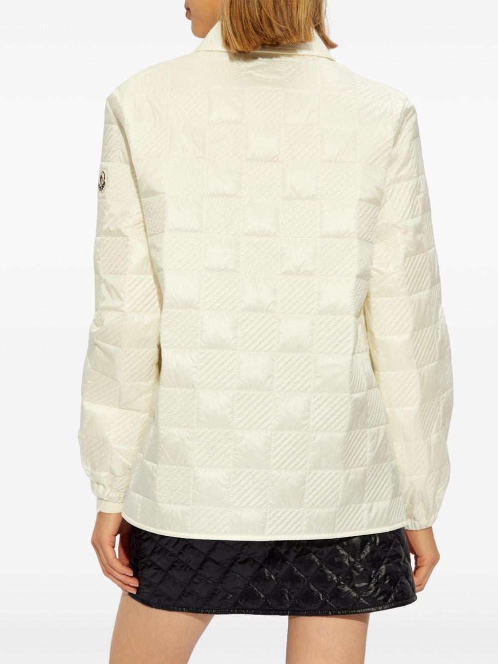 Shop Moncler Logo-patch Quilted Jacket In Neutrals