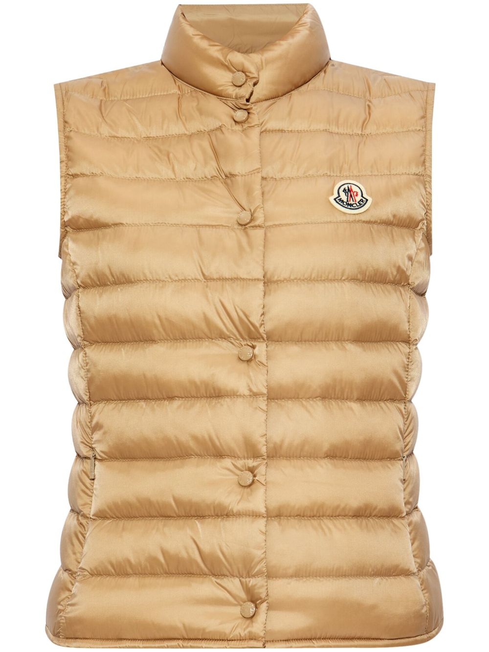 Moncler Mock Neck Logo Patch Down Gilet In Yellow