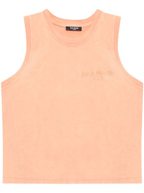 Balmain logo-embroidered cotton vest Women