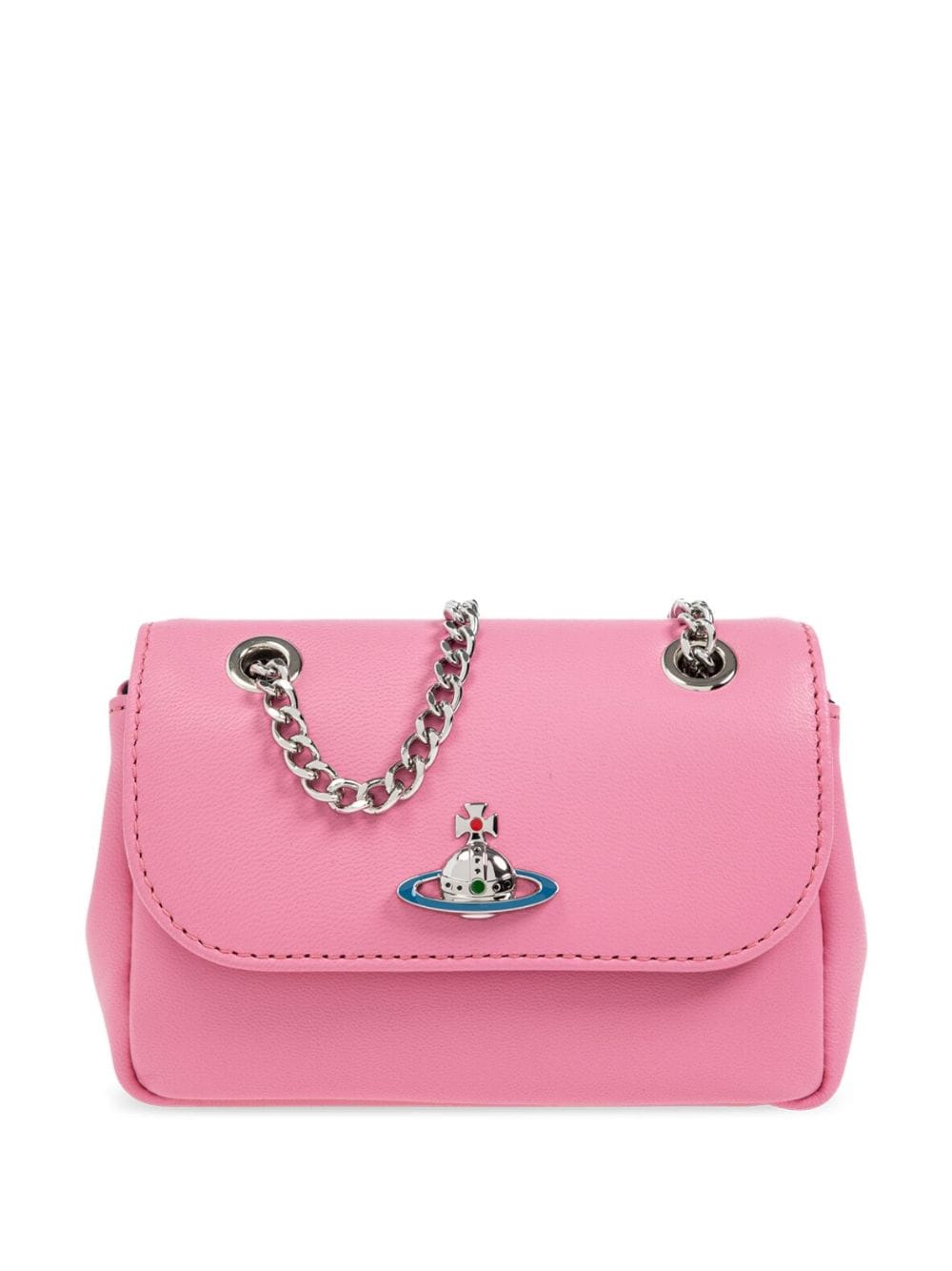 Vivienne Westwood Mini Orb-plaque Leather Soulder Bag In Pink