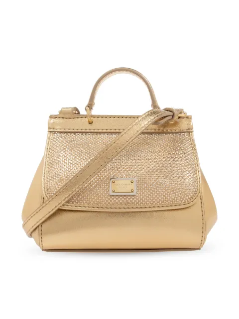 Dolce & Gabbana Kids Bolsa Sicily mini com efeito metalizado