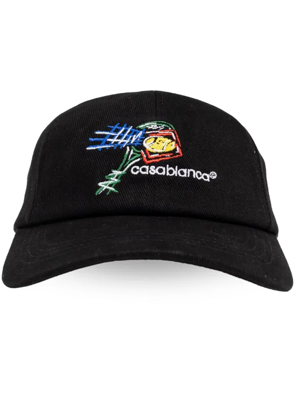 Casablanca logo embroidered Cotton Cap Black FARFETCH AU