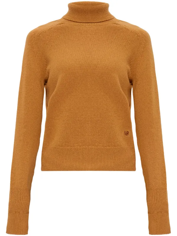 Victoria Beckham Roll-neck Wool Jumper in Brown