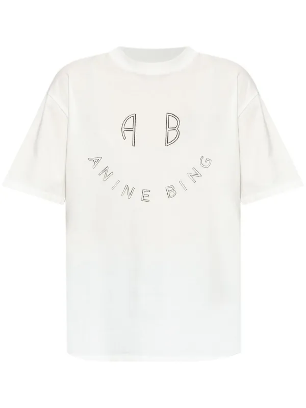 【新品】ANINE BING アニンビン　ロゴTシャツ ANINE BING logo-print Cotton t-shirt | White | FARFETCH NZ