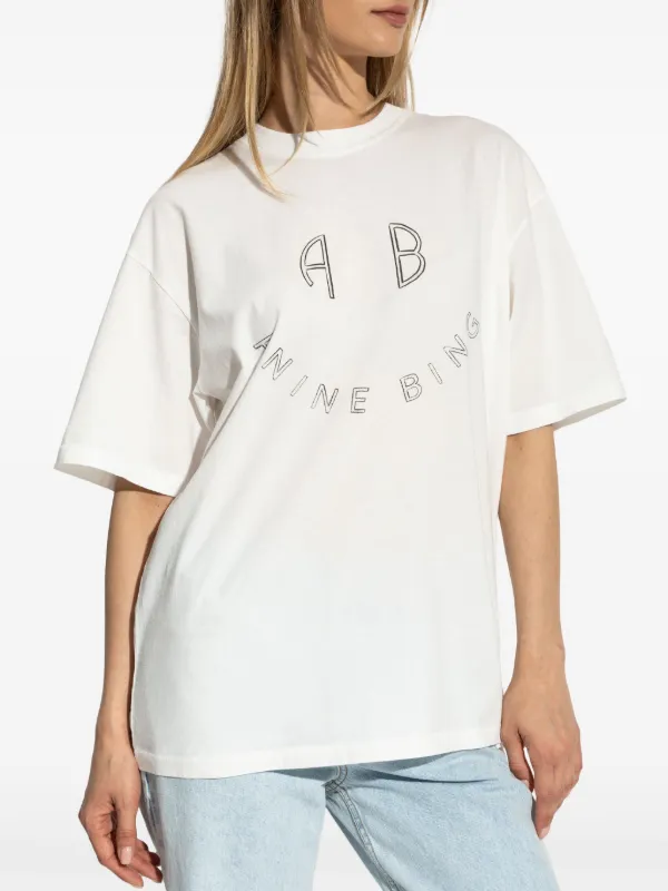 【新品】ANINE BING アニンビン　ロゴTシャツ ANINE BING logo-print Cotton t-shirt | White | FARFETCH NZ