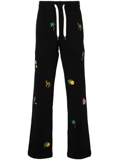 Casablanca motif-embroidered cotton track pants