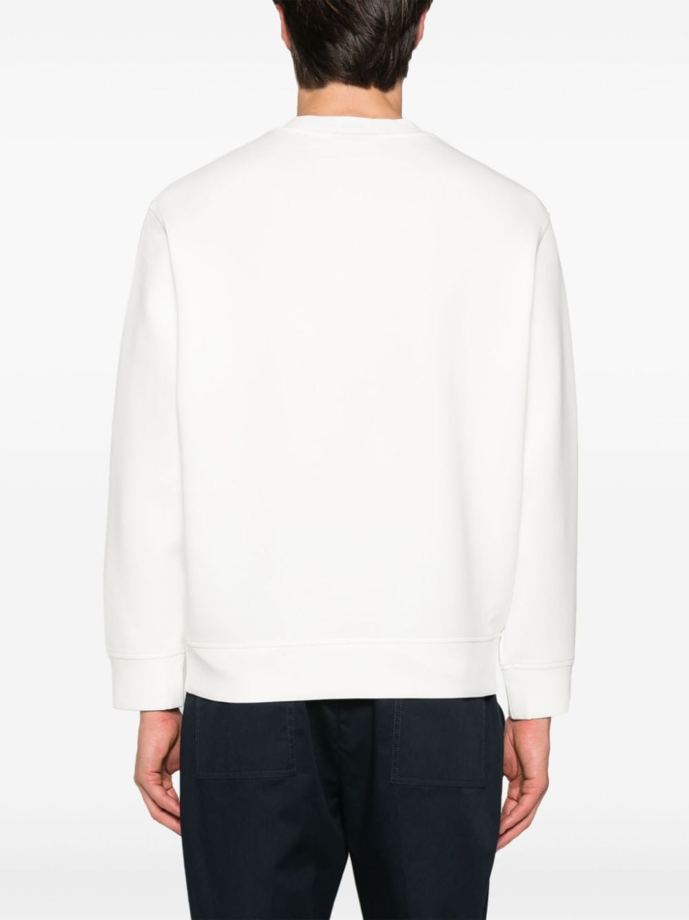 Shop Emporio Armani Logo-embossed Jersey Sweatshirt In White