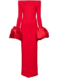 Solace London Talia oversized-cuffs gown - Red