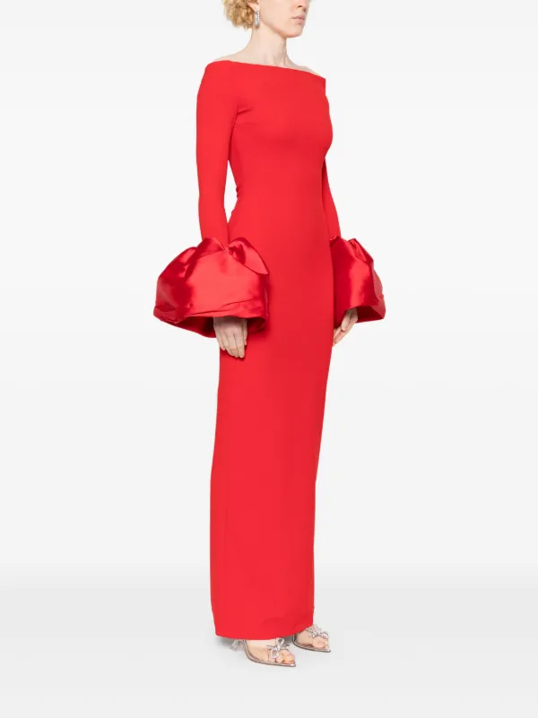 Solace London Talia oversized-cuffs Gown | Red | FARFETCH UK