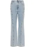 Self-Portrait gem-embellished straight jeans - Blue