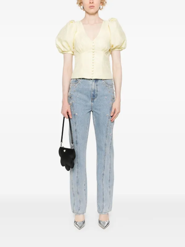 Self-Portrait gem-embellished Straight Jeans | Blue | FARFETCH