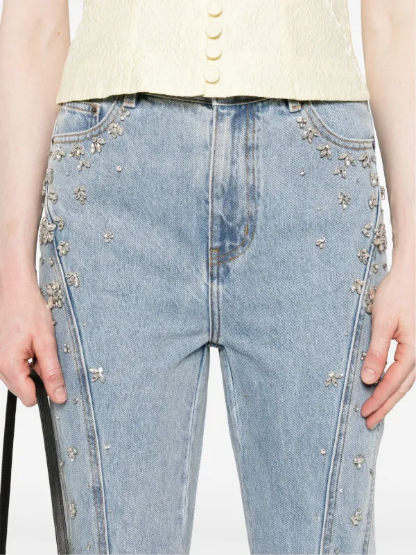 Self-Portrait gem-embellished Straight Jeans | Blue | FARFETCH