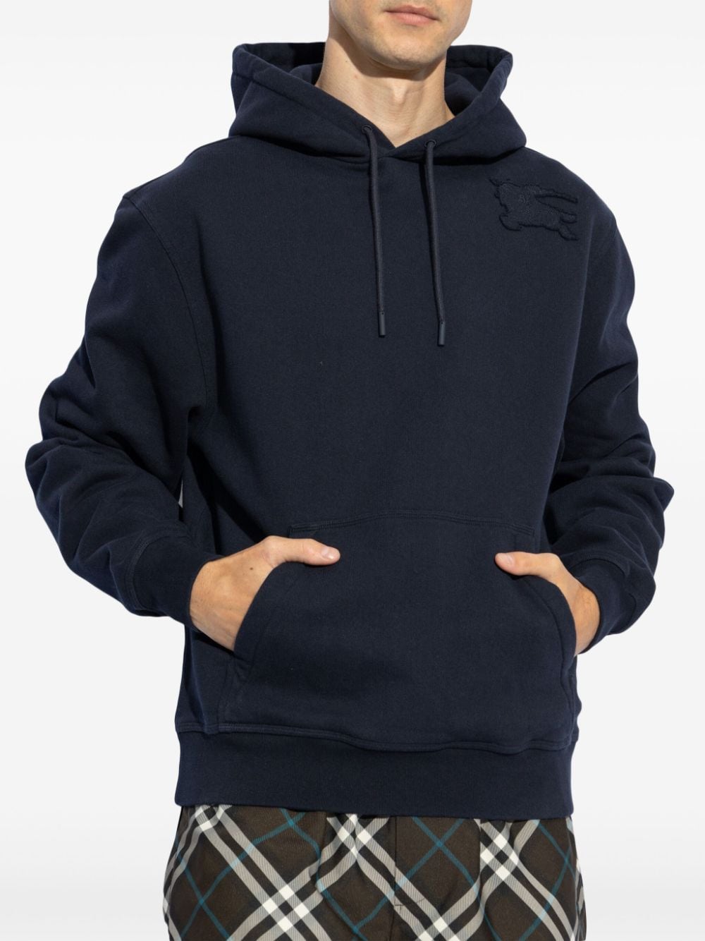 Shop Burberry Equestrian Knight Cotton Hoodie In Blue