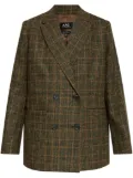 A.P.C. checked wool double-breasted blazer - Brown