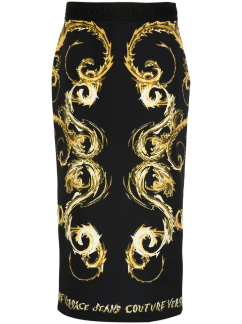 Versace Jeans Couture Watercolor Couture-print midi skirt