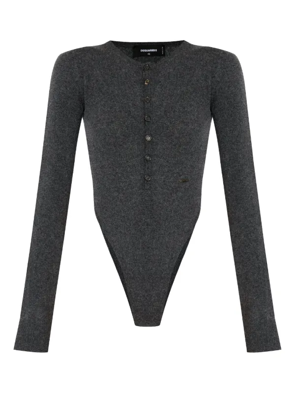 DSQUARED2 button-up Knitted Bodysuit Grey FARFETCH JO