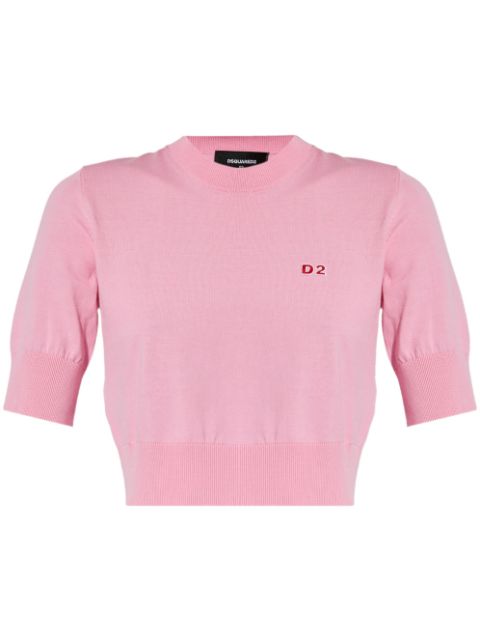 DSQUARED2 logo patch cropped knitted top Women