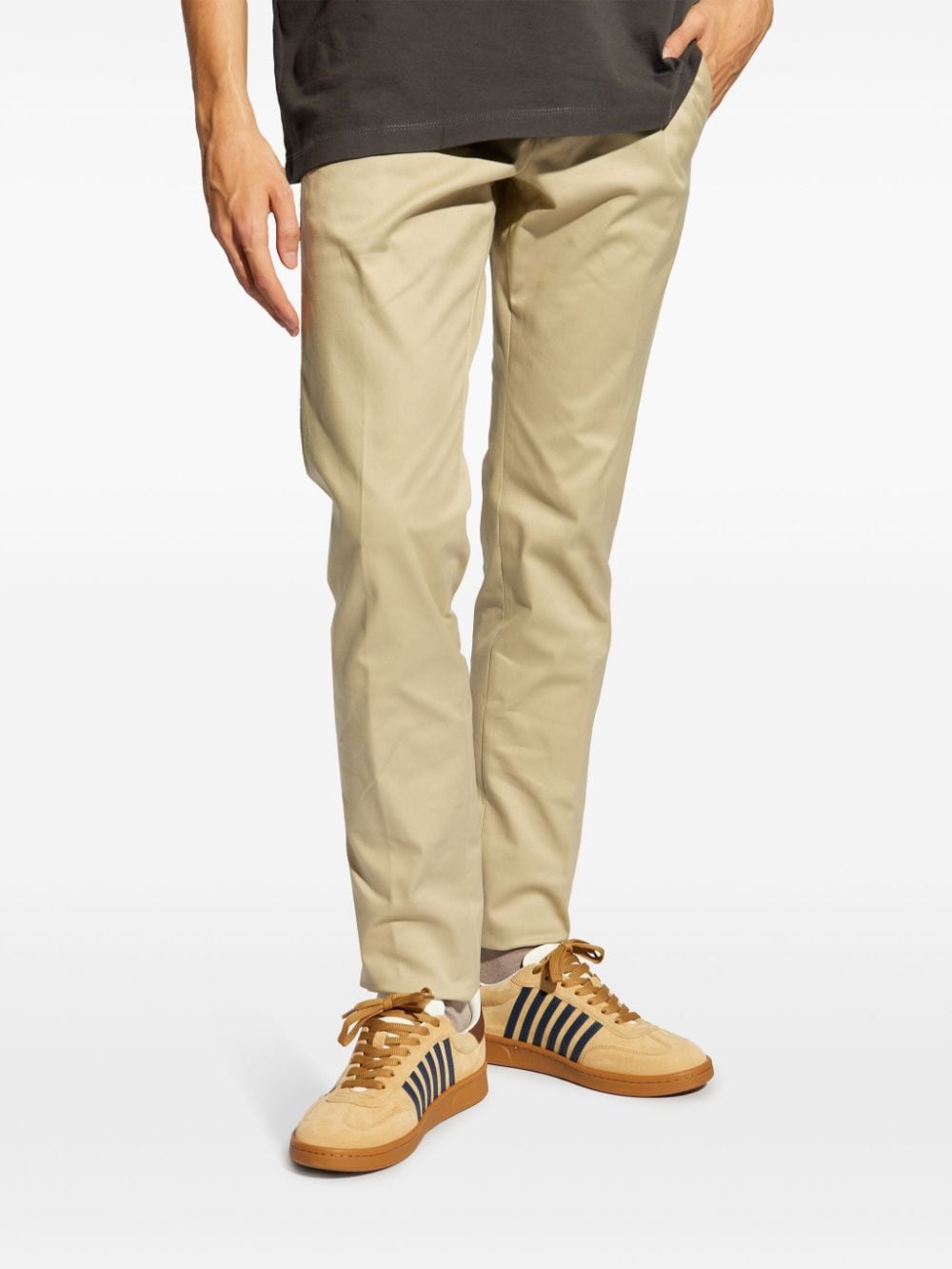 Shop Dsquared2 Mid-rise Cotton Chinos In Neutrals