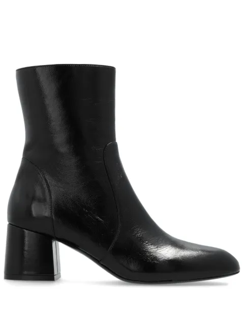 Stuart Weitzman Bota Flareblock de couro com salto