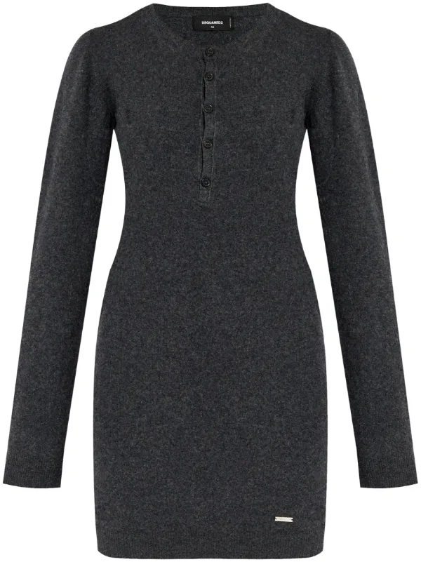 slim fit dress slacks Veronica Beard Cassidy Merino Cashmere Turtleneck Dress | Charcoal