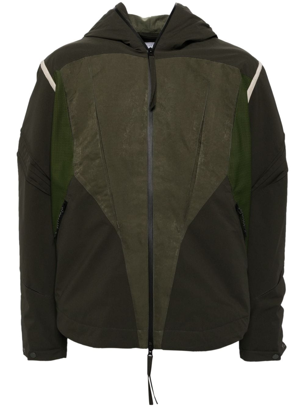 Shop Juntae Kim Panelled Hooded Jacket In Green