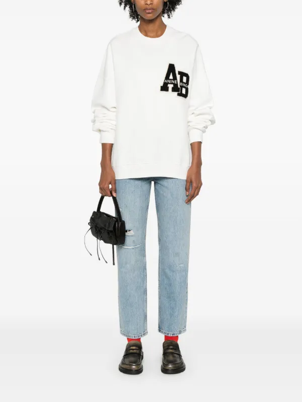 ANINEBING スウェット ANINE BING Miles Sweatshirt Framed Monogram - Washed Navy