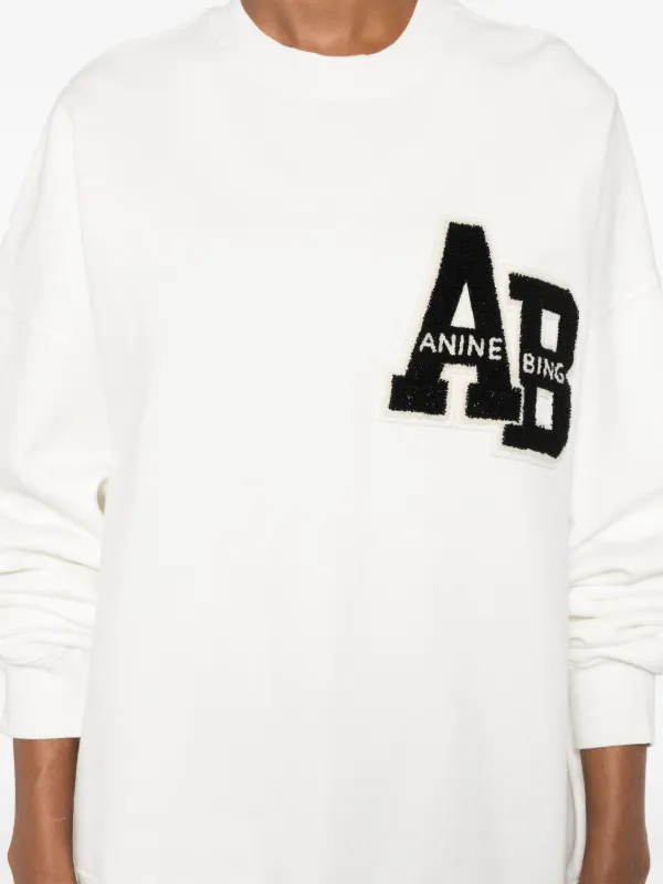 ANINEBING スウェット ANINE BING Miles logo-patch Cotton Sweatshirt | White | FARFETCH