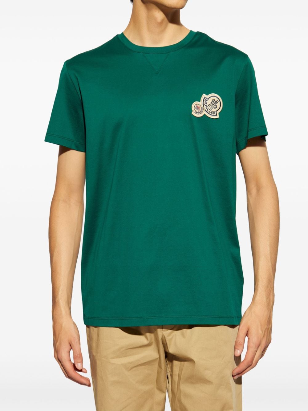 Shop Moncler Logo-appliqué Cotton T-shirt In Green