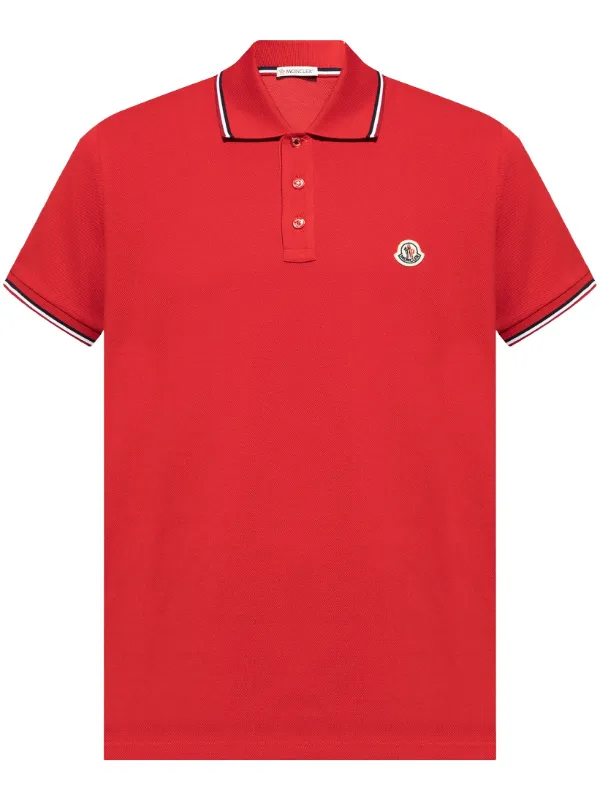 Moncler logo applique Cotton Polo Shirt Red FARFETCH HK