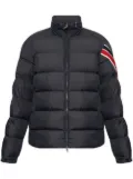 Moncler striped logo patch down jacket - Blue