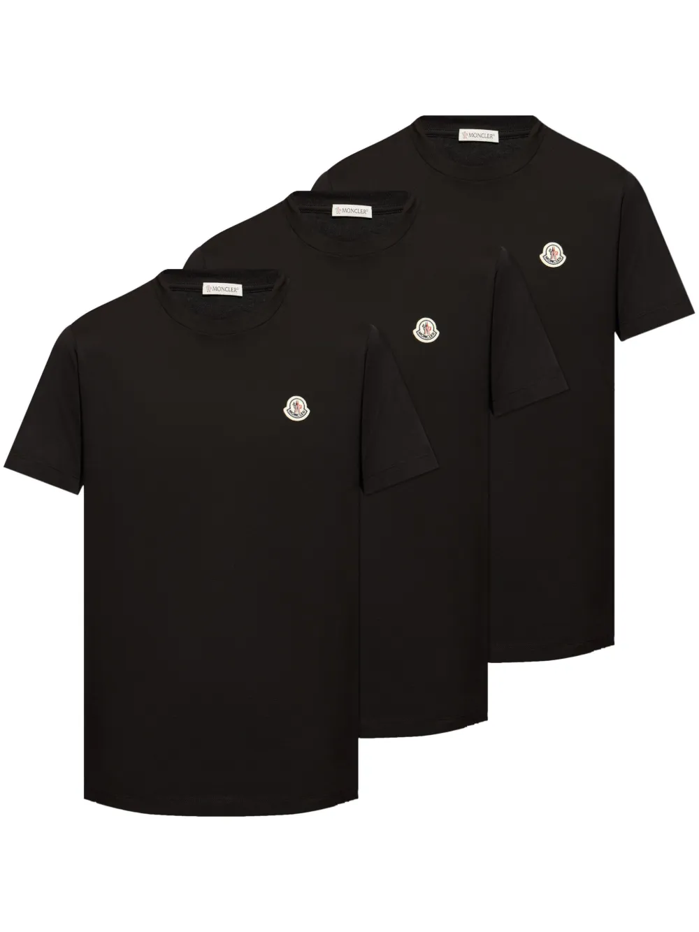 Moncler Drie katoenen T-shirts Zwart