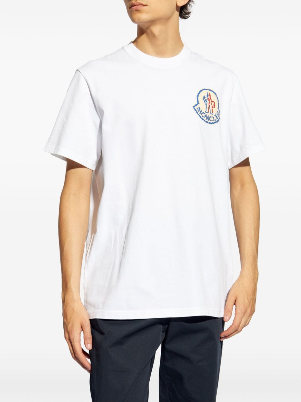 Shop Moncler Logo-print Cotton T-shirt In White