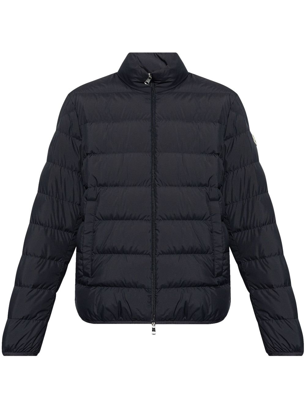 Shop Moncler Mock Neck Down Jacket In Blue