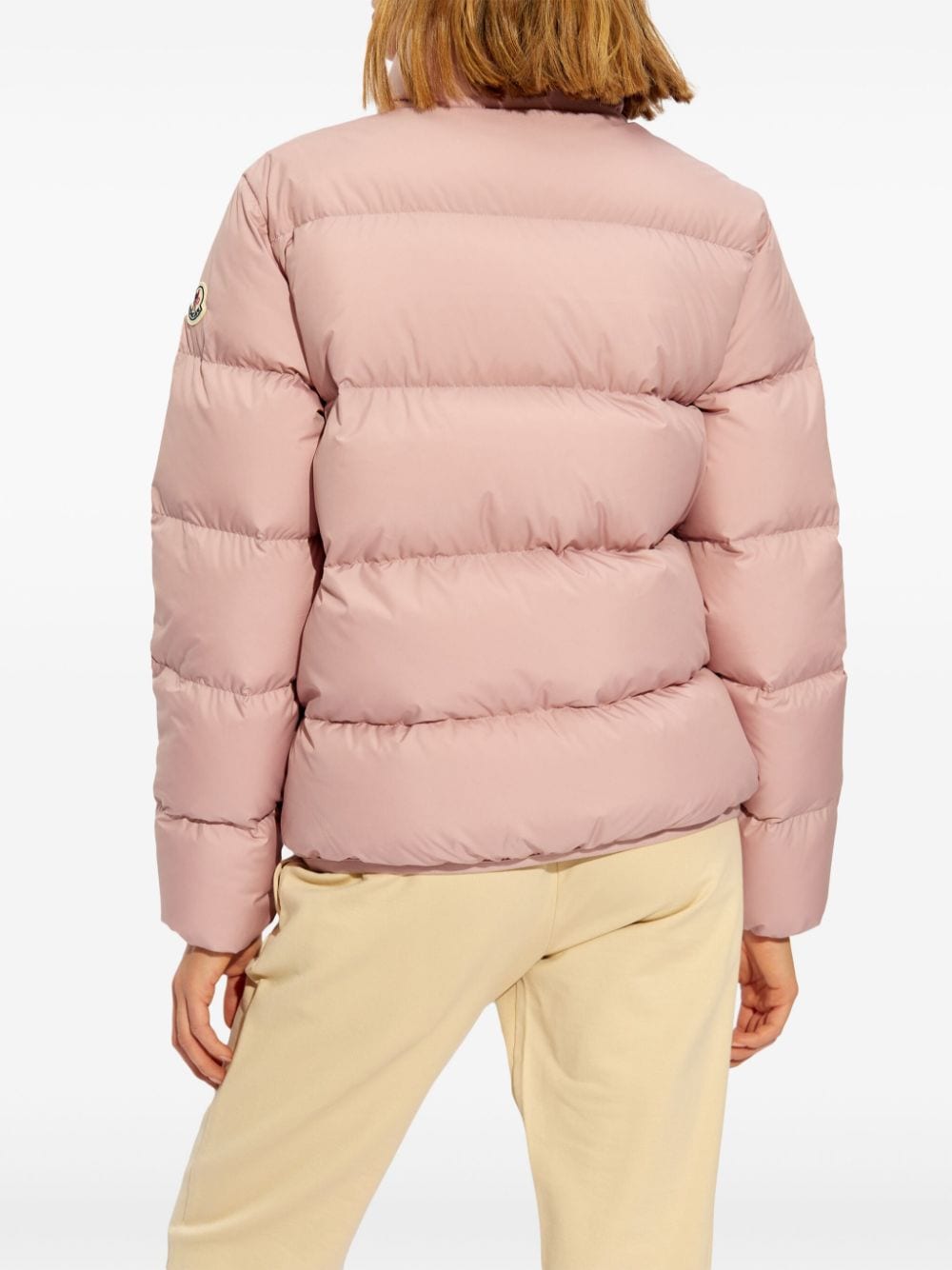 Shop Moncler Padded Down Puffer Jacket In Pink