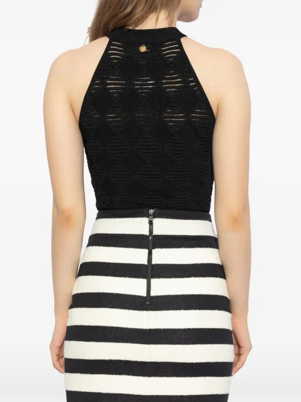 値下げ　今期完売品　Jacquard Bodysuit ブラック 36 Eco Tessa Rib Bodysuit | GUESS