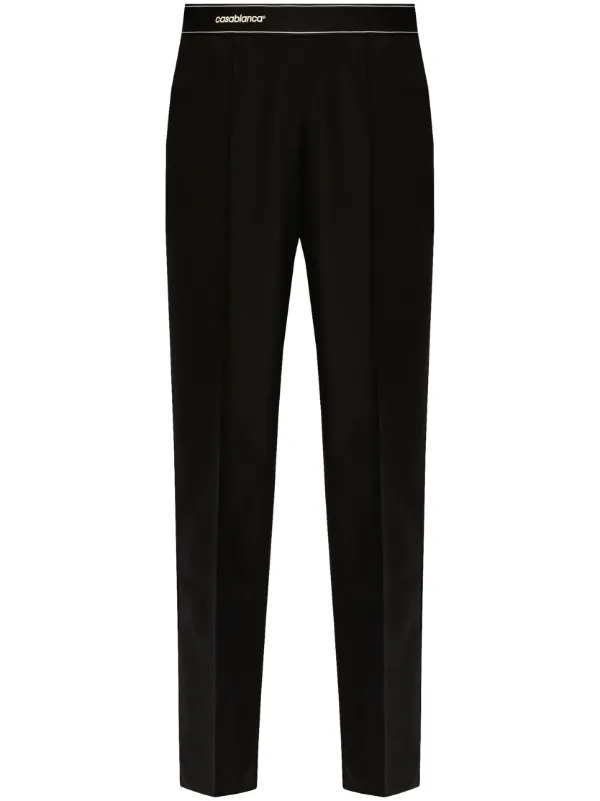 Casablanca Pressed-crease Virgin Wool Trousers in Black