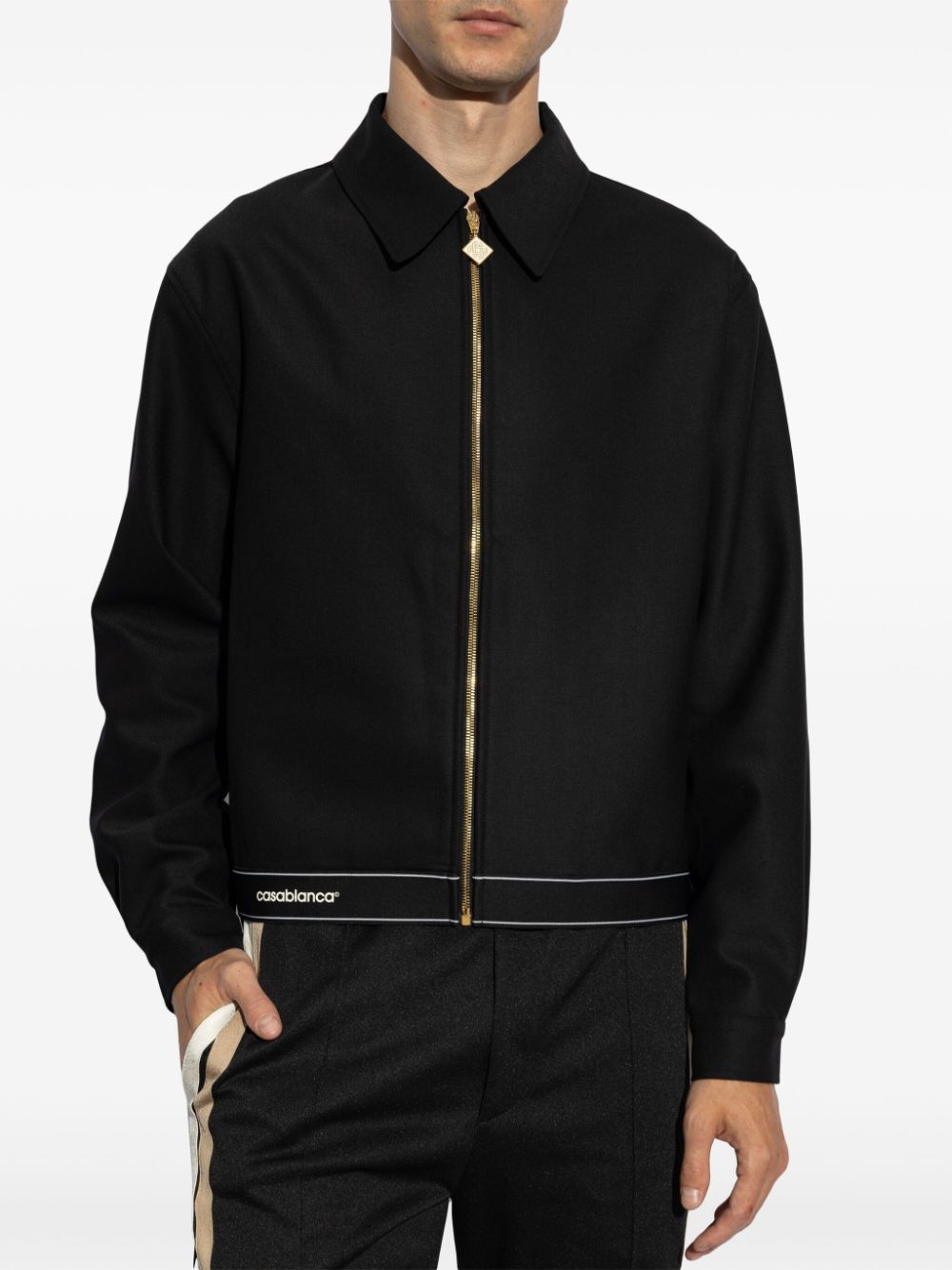 Shop Casablanca Logo-print Zipped Bomber Jacket In Black