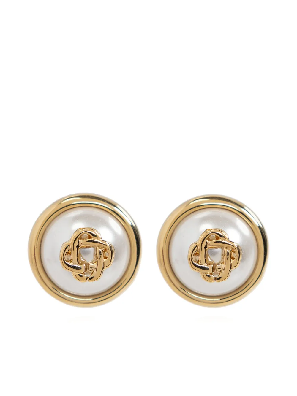 Casablanca Dome logo-plaque stud earrings - Oro